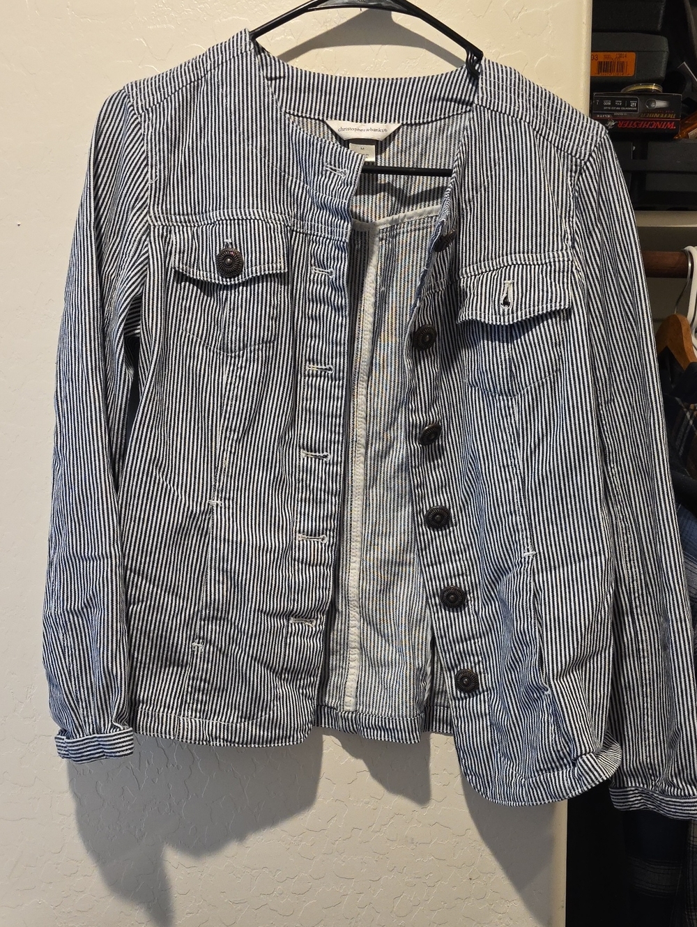 Christopher & Banks Navy and White Striped Cotton Jacket - Picture 7 of 9